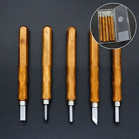 Ensemble de couteaux à découper en acier, avec poignées en bois, outil de sculpture à la main, pour charpentier de sculpture bricolage