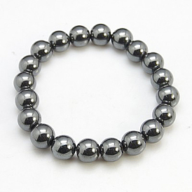 Non-Magnetic Synthetic Hematite Beaded Ball Bracelets, 62mm