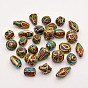 Handmade Tibetan Style Beads, Brass with Synthetic Coral and Turquoise