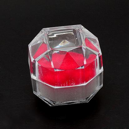 Cajas de anillo de plástico transparente, caja de la joyería
