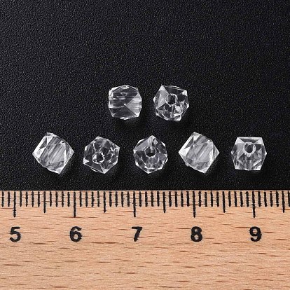 Perles acryliques transparentes, facette, carrée