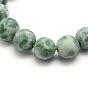 Frosted Natural Green Spot Jasper Round Bead Strands