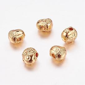 Real 24K Gold Plated Brass Beads, Long-Lasting Plated, Buddha Head