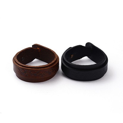 Alloy Leather Cord Bracelets, 375~380x15~26mm