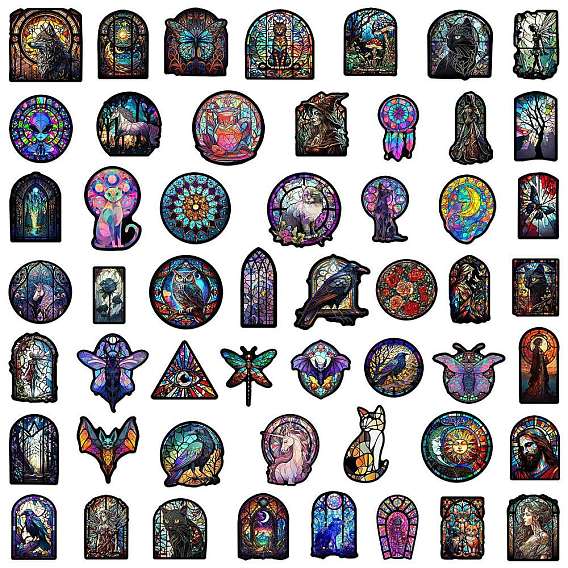 Gothic Style PVC Self-Adhesive Cartoon Stickers, Rainbow Prism Waterproof Decals for Kid's Art Craft