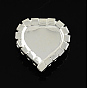 Shining Flatback Heart Brass ABS Plastic Imitation Pearl Cabochons, with Grade A Crystal Rhinestones, Silver Color Plated Metal Color, 23.5x21.5x6.5mm