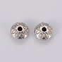 Tibetan Style Alloy Spacer Beads, Lead Free & Cadmium Free, Rondelle with Flower