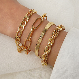 Bracelet à chaîne torsadée bohème avec lien en O audacieux et design en spirale minimaliste