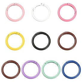 10Pcs Spray Painted Alloy Spring Gate Rings, Round Ring