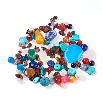 Mixed Shapes Natural & Synthetic Gemstone Beads, Dyed, 6~19x6~20x5~12mm, Hole: 1mm