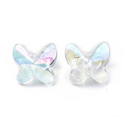 Placage uv perles acryliques irisées arc-en-ciel, papillon