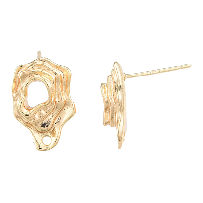 Brass Stud Earring Findings, with Horizontal Loops, Twist Teardrop, Nickel Free