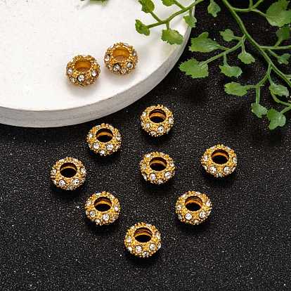 Alloy Rhinestone European Beads, Large Hole Beads, 11x6mm, Hole: 5mm