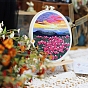 Flower Pattern Embroidery Beginner Kits, including Embroidery Fabric & Thread, Needle, Embroidery Hoop, Instruction