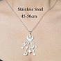 201 Stainless Steel Moon & Star Pendant Necklace