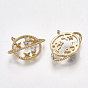 Brass Cubic Zirconia Universe Space Charms, Planet, Clear, Real 18K Gold Plated