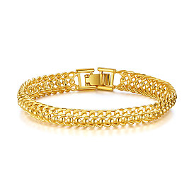SHEGRACE Brass Chain Bracelets, with Curb Chains and Ball Chains, Real 18K Gold Plated