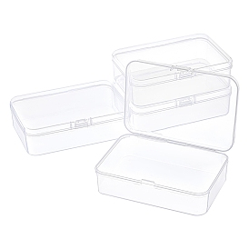 Transparent Plastic Bead Containers, with Hinged Lids, Flip Cover, Rectangle
