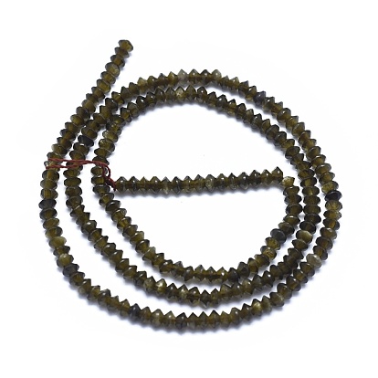 Natural Golden Sheen Obsidian Beads Strands, Bicone, Faceted