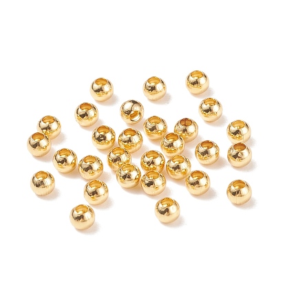 Rack Plating Brass Spacer Beads, Long-Lasting Plated, Round