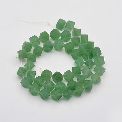 Cube naturels verts perles aventurine brins, 9x8x6mm, Trou: 1mm, Environ 48 pcs/chapelet, 15.7 pouce