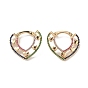 Aretes de aro con corazón y circonitas cúbicas, joyas de latón chapado en oro real 16k para mujer