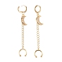 Brass Micro Pave Clear Cubic Zirconia Huggie Hoop Earrings, Cuff Earrings, Long-Lasting Plated, Moon