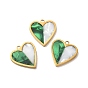 Ion Plating(IP) 304 Stainless Steel Pendants, Heart Charms, with Synthetic Shell