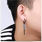 304 Stainless Steel Dragon with Tassel Dangle Clip-on Earrings, Long Drop Earrings for Non Piercing Ear Jewelry