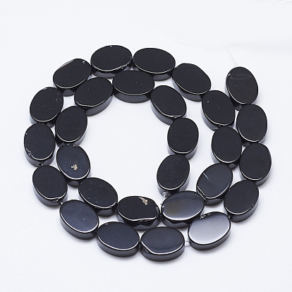 Natural Black Onyx Beads Strands, Oval