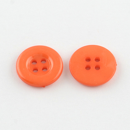 Пластиковые кнопки 4-отверстие, плоско-круглые, 15x2.5 мм, отверстие : 1.5 мм