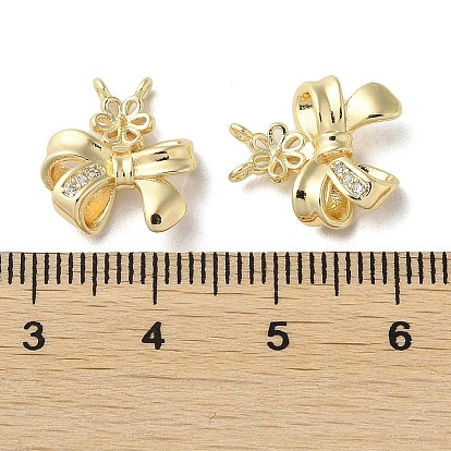 Micro cuivres ouvrent pendentifs zircone cubique, nœud papillon avec breloque fleur