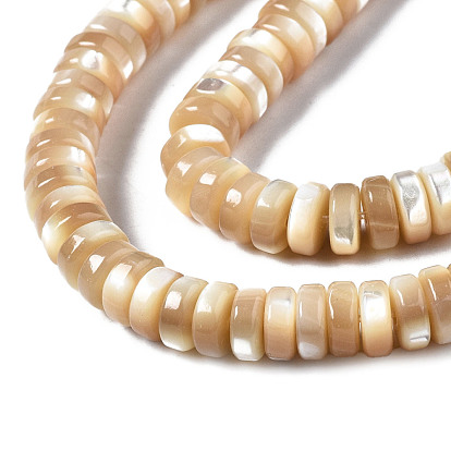 Brins de perles de coquille de trochid / trochus shell, Plat rond / disque, perles heishi