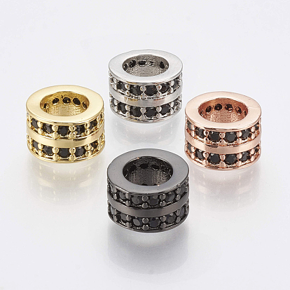 Micro en laiton pavent des perles cubes de zircone, Perles avec un grand trou   , colonne