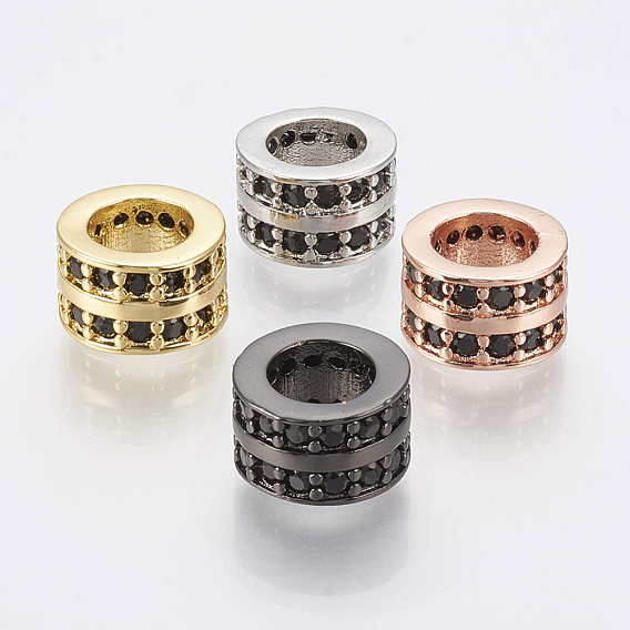 Micro en laiton pavent des perles cubes de zircone, Perles avec un grand trou   , colonne
