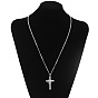 Titanium Steel Cross & Ring Pendant Necklaces, Word Lord's Prayer Necklace