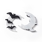 Opaque Acrylic Pendants, Moon with Bats Charms, Halloween Theme