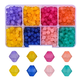 640Pcs 8 Colors Frosted Acrylic Beads, Faceted, Cone
