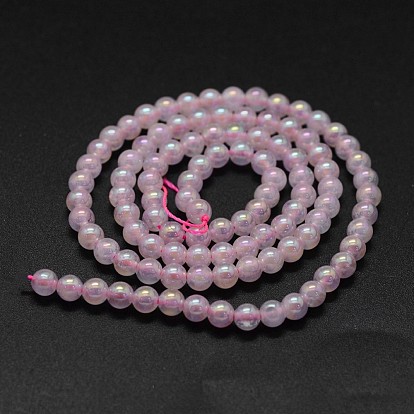 Electroplated Natural Rose Quartz Beads Strands, Round