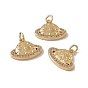 Brass Micro Pave Clear Cubic Zirconia Charms, with Jump Ring, Cadmium Free & Nickel Free & Lead Free, Rack Plating, Planet
