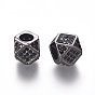 Brass Micro Pave Cubic Zirconia Beads, Polygon