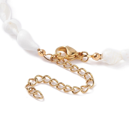 Bracelet de cheville en perles de coquille de trompette naturelle pour femme, or