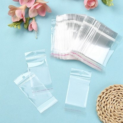 OPP Cellophane Bags with Hanging Hole, Seal Adhesive Bags, Rectangle