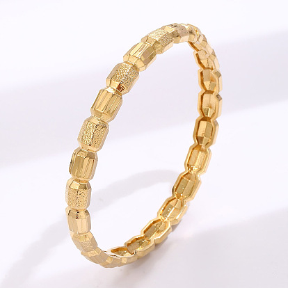 Geometric Vintage Copper Plated Gold Bangle Bracelet for Women