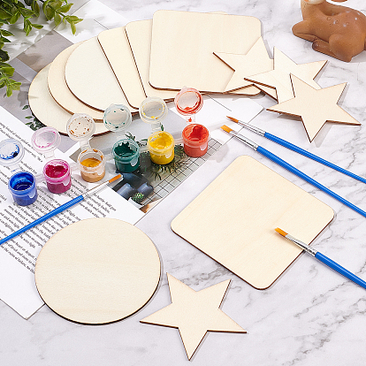 Наборы для рисования olycraft diy, пластиковые краски горшки полоски, древесины кабошонов, пластиковые кисти для рисования ручки