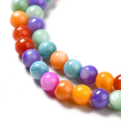 Dyed Natural Freshwater Shell Beads Strands, Round