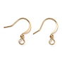 Brass Earring Hooks, with Horizontal Loop and Beads, Long-Lasting Plated