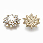 Cabochons de aleación, Con diamantes de imitación y abs imitación de perlas de plástico., flor, dorado