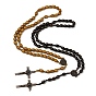 Colliers à pendentif croix crucifix religieux en alliage, collier de perles de bois