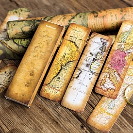 Rectangle Paper Bookmarks, Map Pattern Bookmark, Vintage Style Bookmarks for Booklover